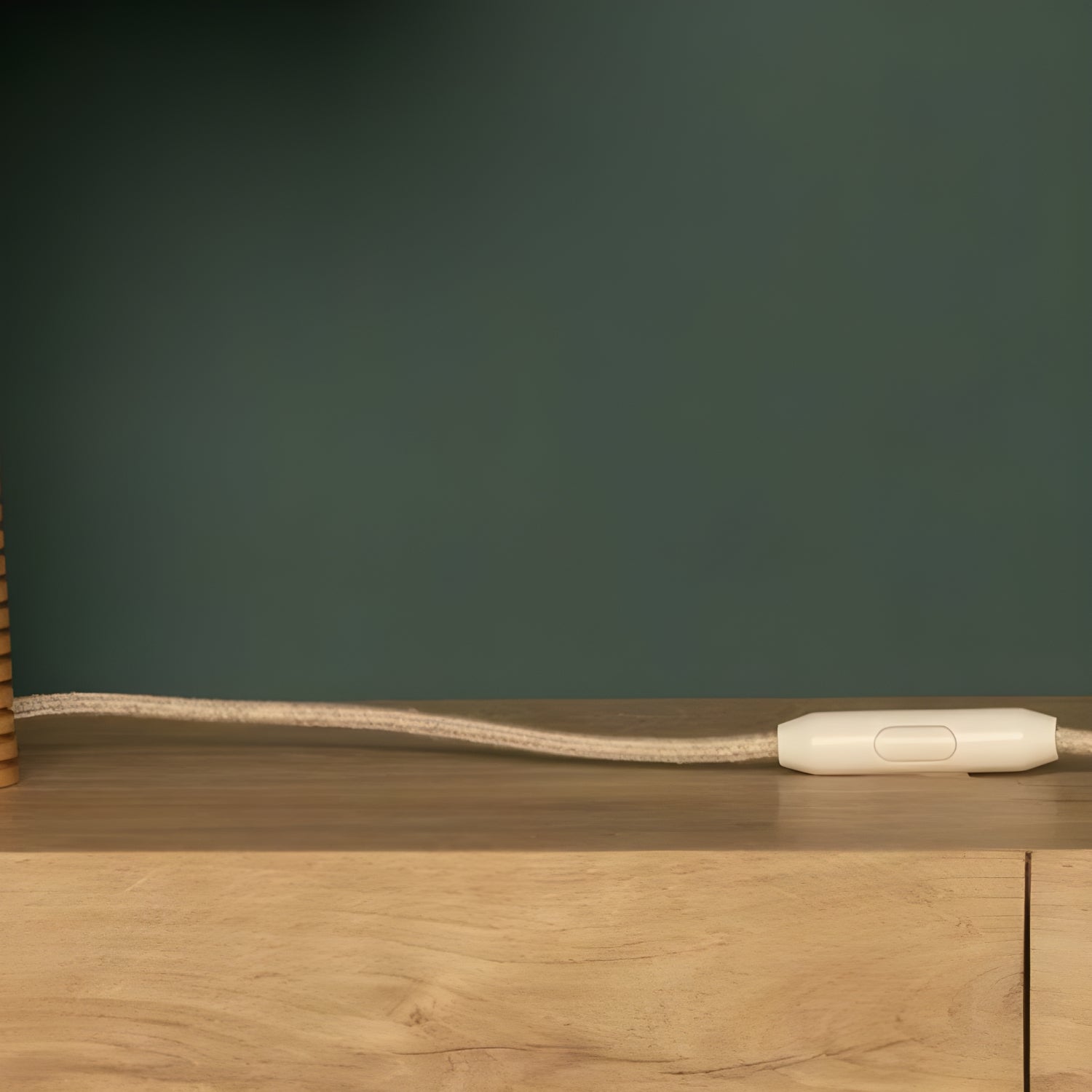 NordicGlow - Wooden Table Lamp with Pleated Base and Fabric Shade