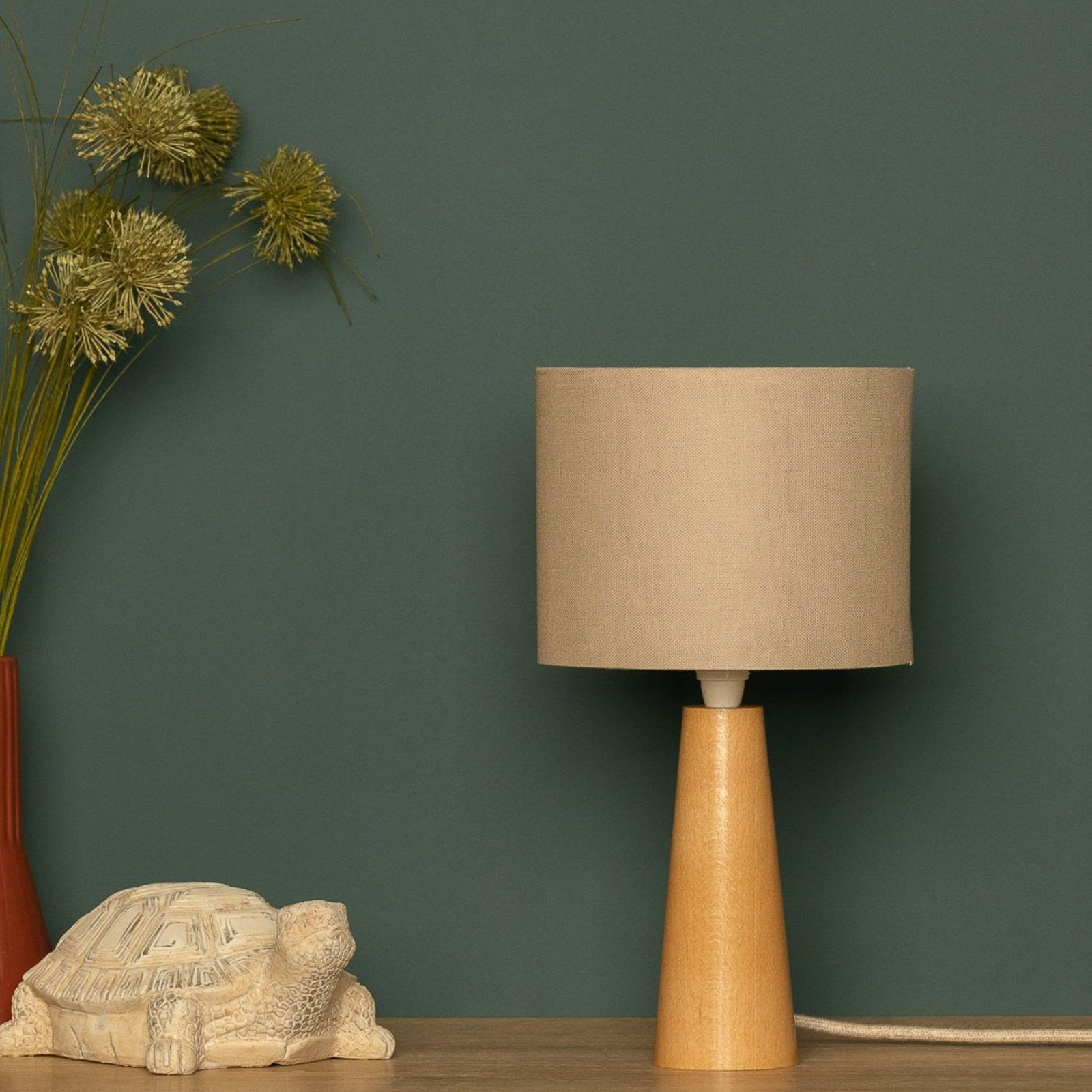 NordicGlow - Minimalist Wooden Table Lamp with Fabric Shade for Living & Bedroom