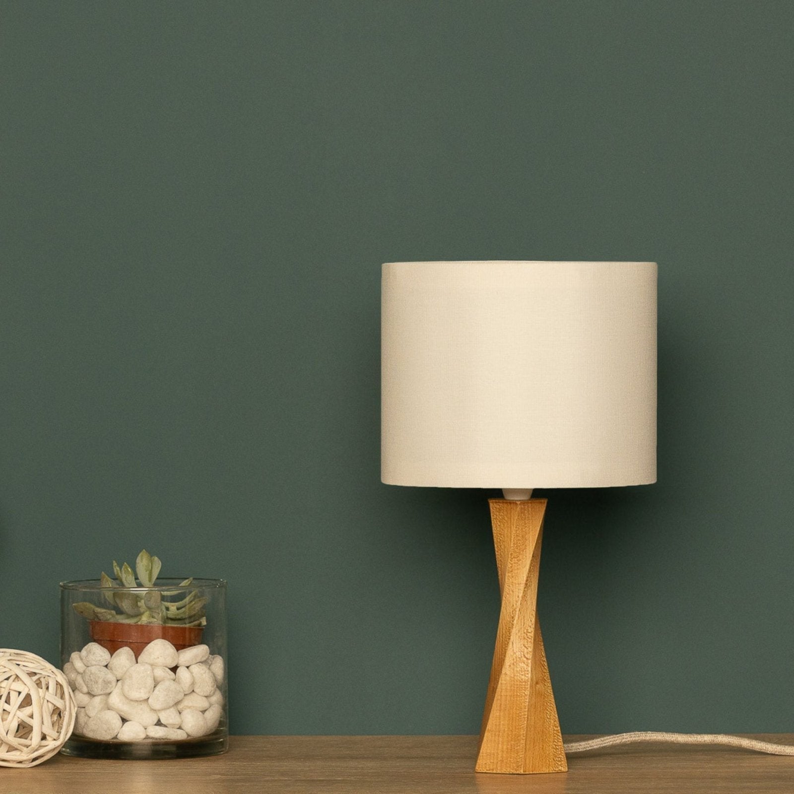 LumiWood - Modern Wooden Table Lamp with Fabric Lampshade | Scandinavian Design