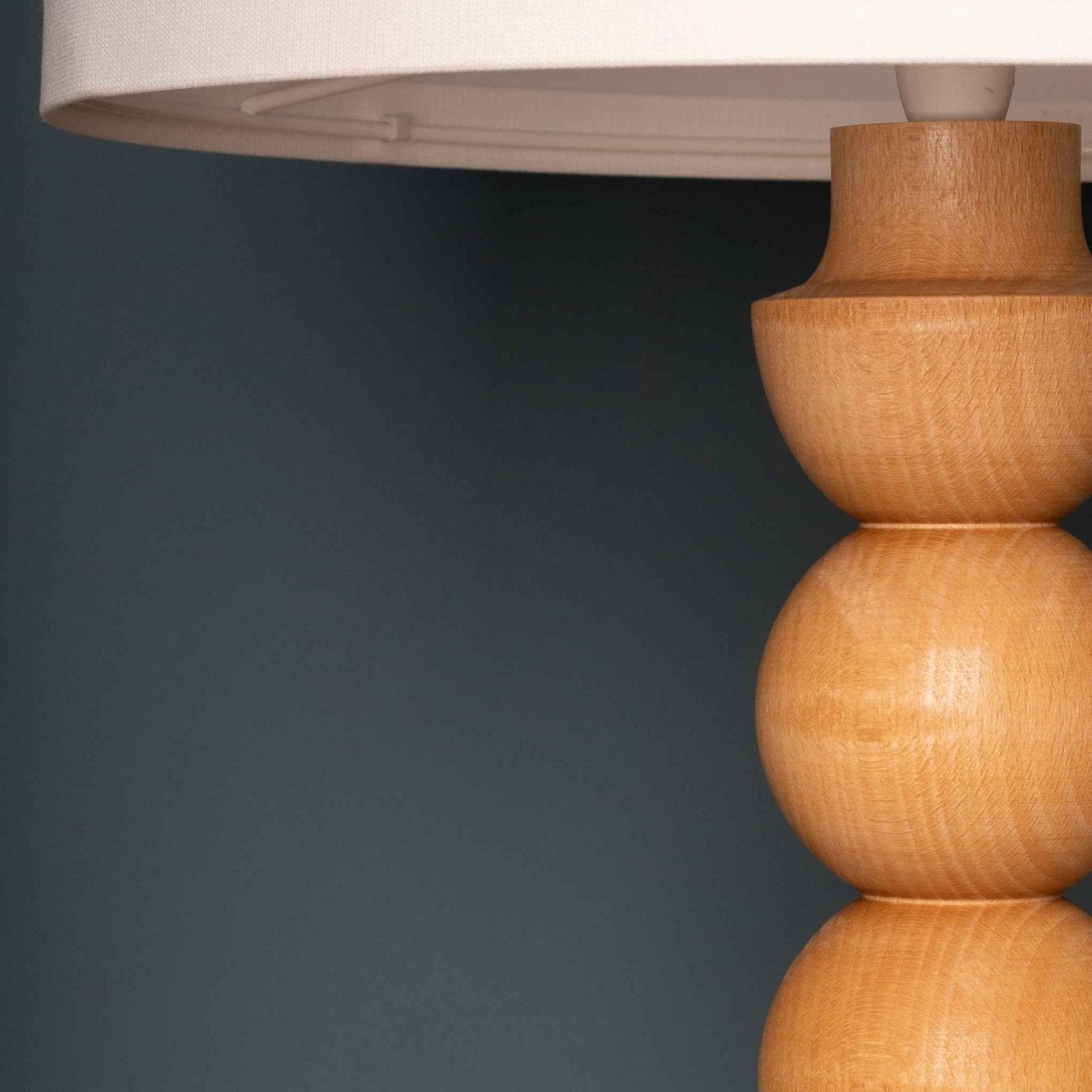 LumiWood – Wooden Table Lamp with Fabric Shade, Scandinavian Nightstand Lamp