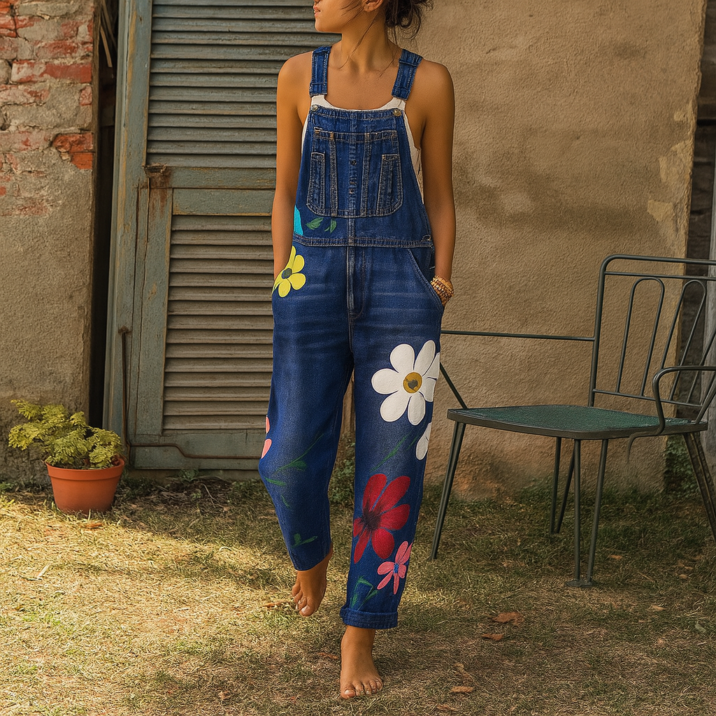 Tuta Floreale Pantaloni Spalline - Image 1