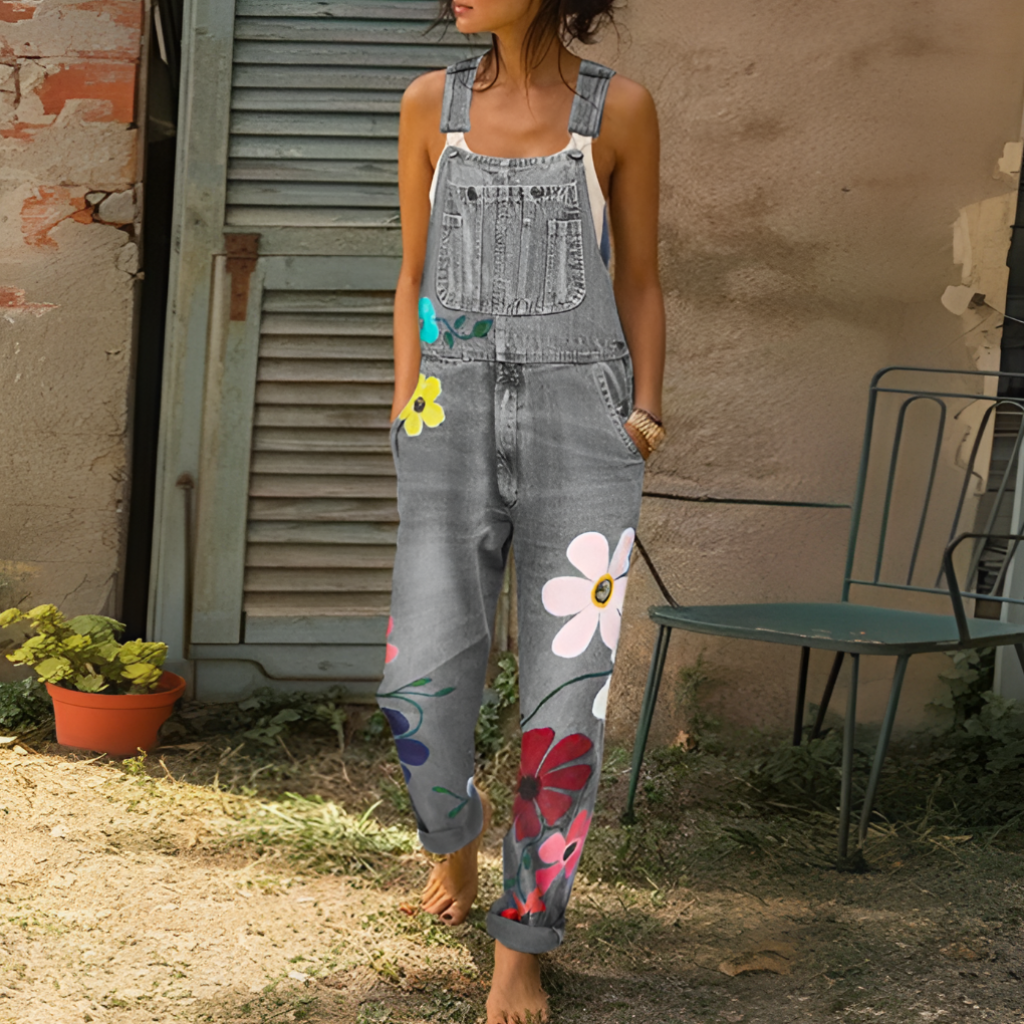 Tuta Floreale Pantaloni Spalline - Image 3