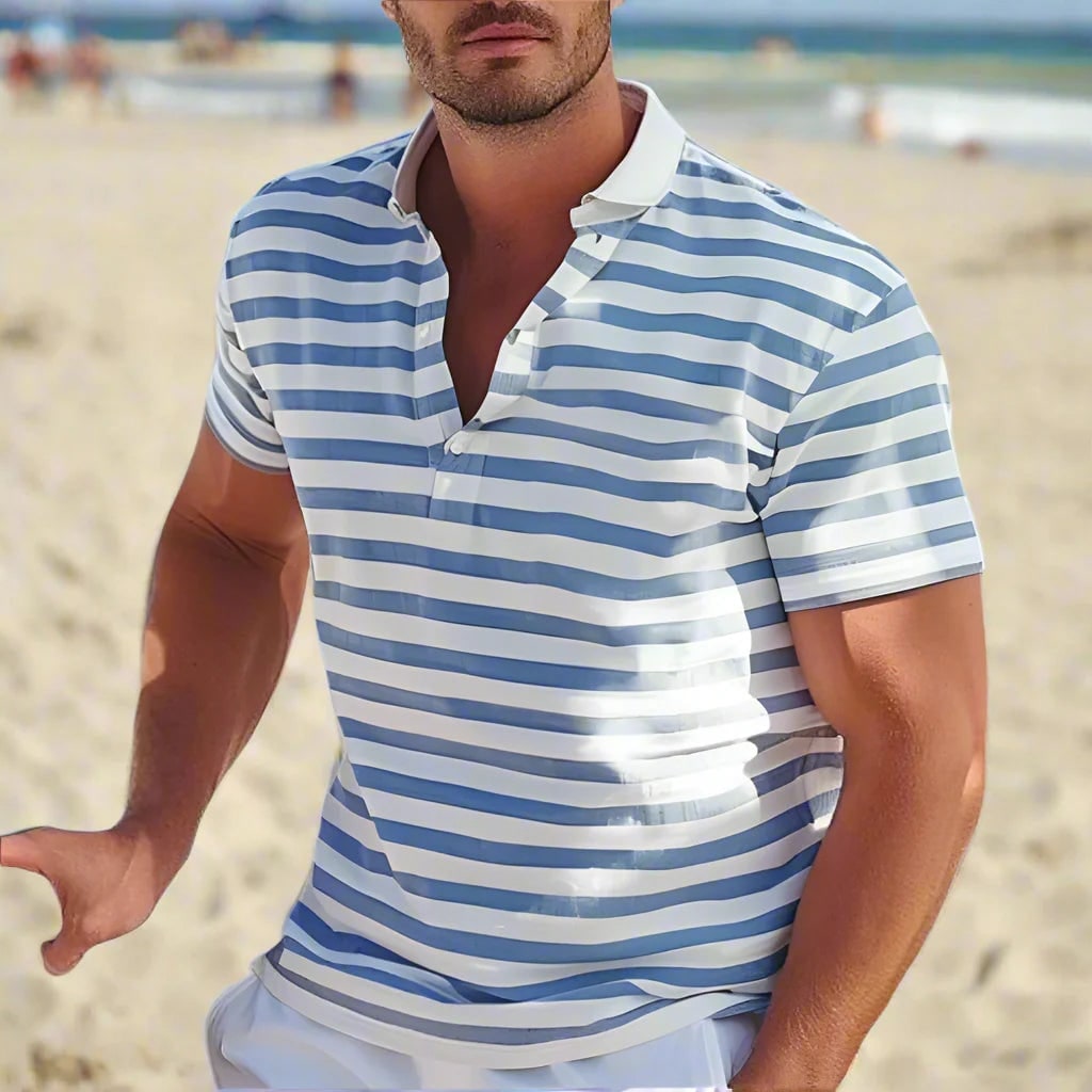 Uomo Polo Righe Manica Corta Estate | Maglia Casual - Image 1