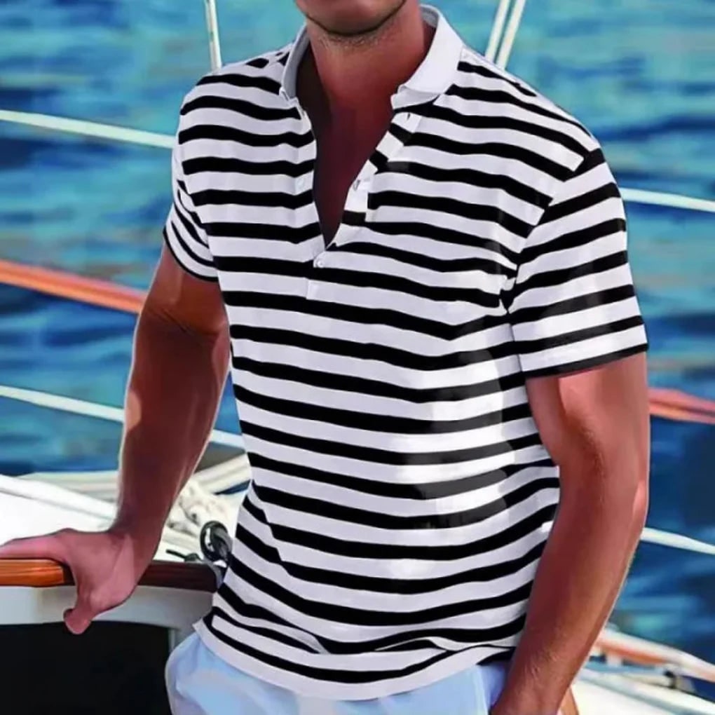Uomo Polo Righe Manica Corta Estate | Maglia Casual - Image 2
