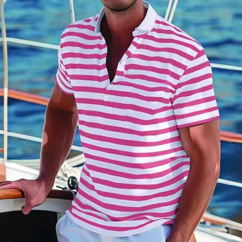 Uomo Polo Righe Manica Corta Estate | Maglia Casual - Image 3