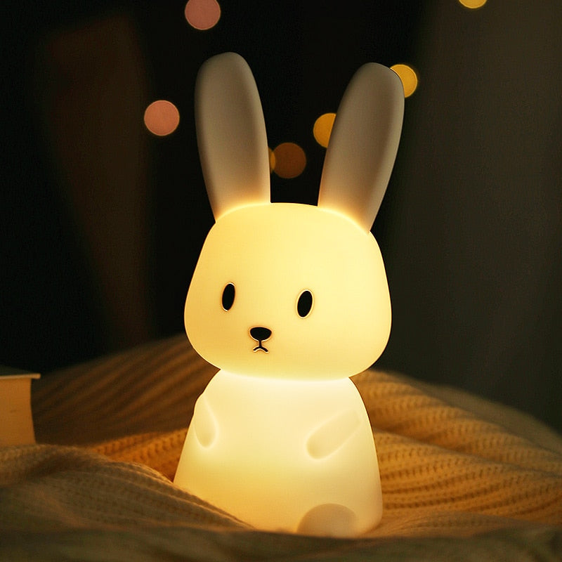 Lámpara nocturna LED táctil con forma de conejo para niños