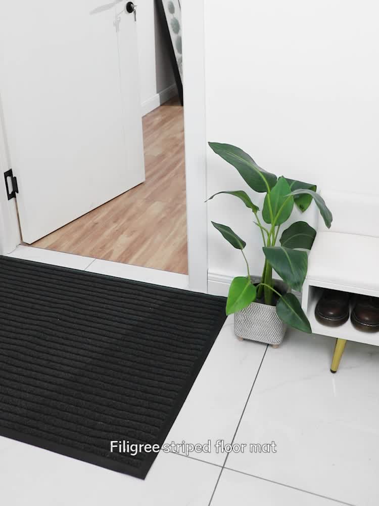 Felpudo resistente a la intemperie para todas las estaciones – Alfombra de suelo rayada resistente al desgaste, antideslizante, resistente a manchas y decoloración, alfombra de perfil bajo para interior y exterior