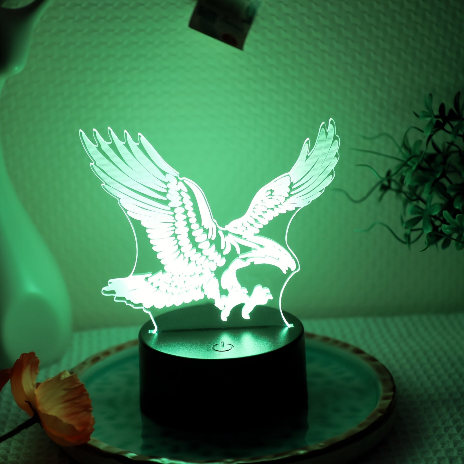 EagleLight - Candeeiro Noturno LED 3D com Controlo por Toque, Candeeiro de Mesa USB com 7 Cores