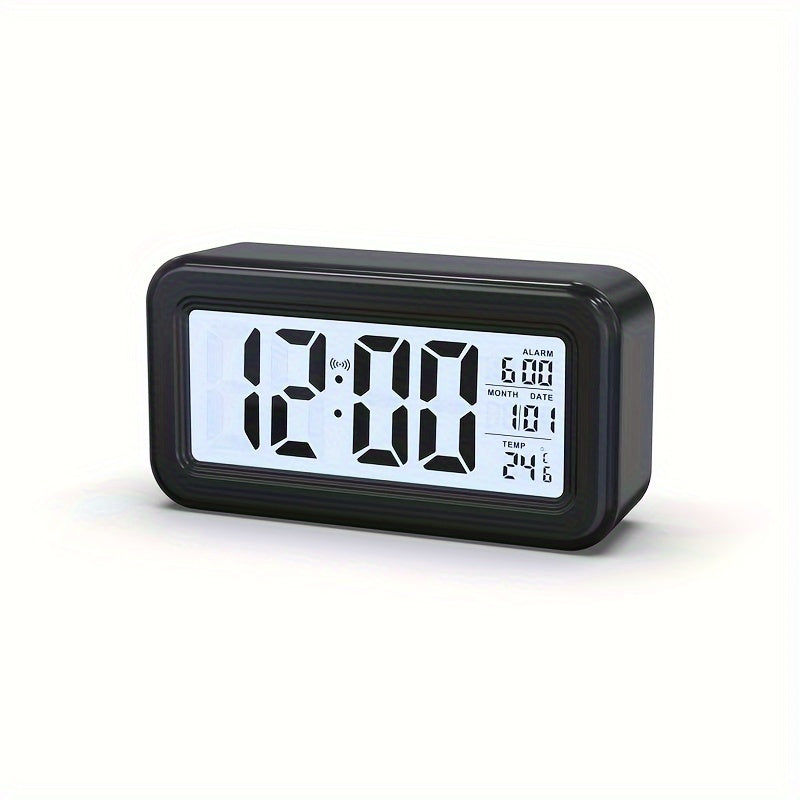 Digital Alarm Clock with LCD Screen - Date and Temperature Display