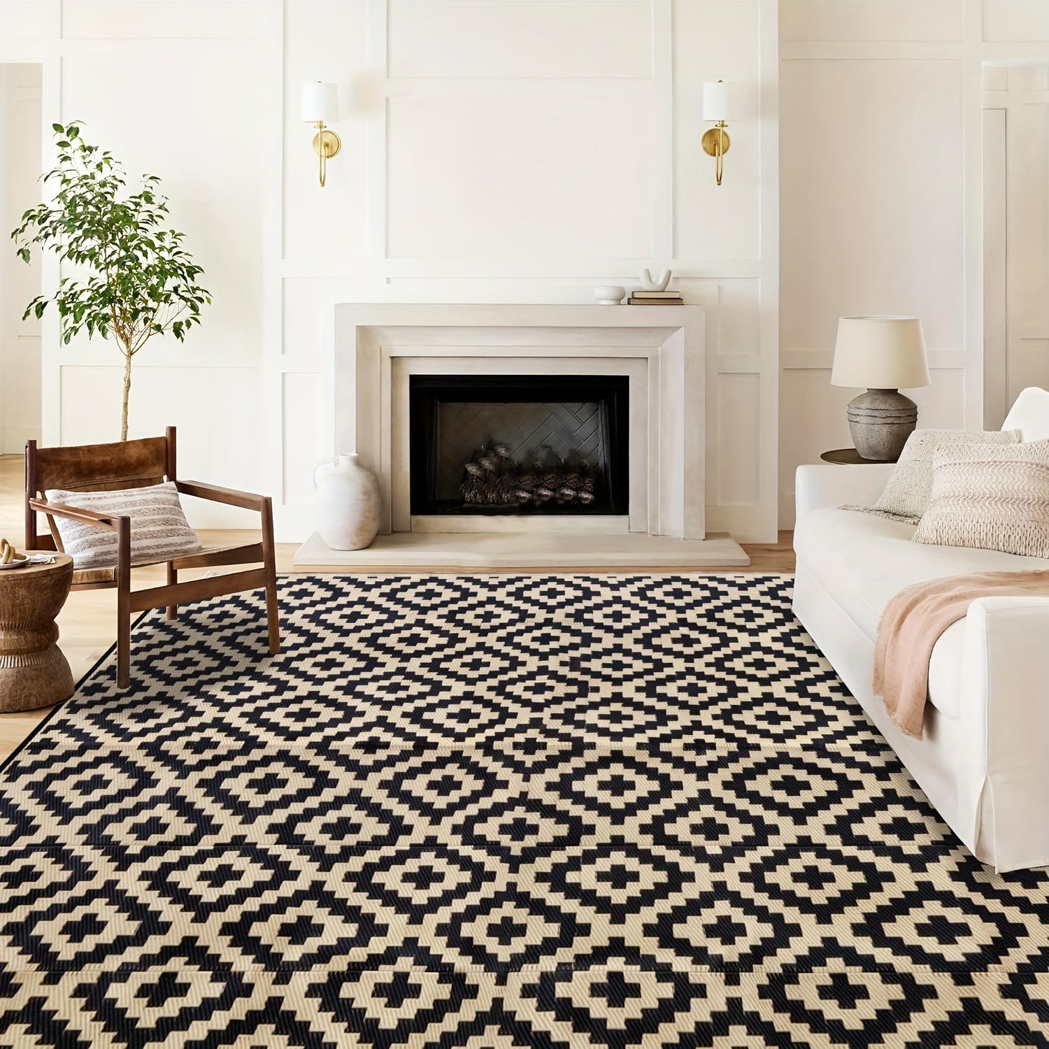 Tappeto Esterno Impermeabile Intrecciato a Mano - Resistente alle Intemperie e ai Colori, Perfetto per Campeggio, Terrazze e Giardini