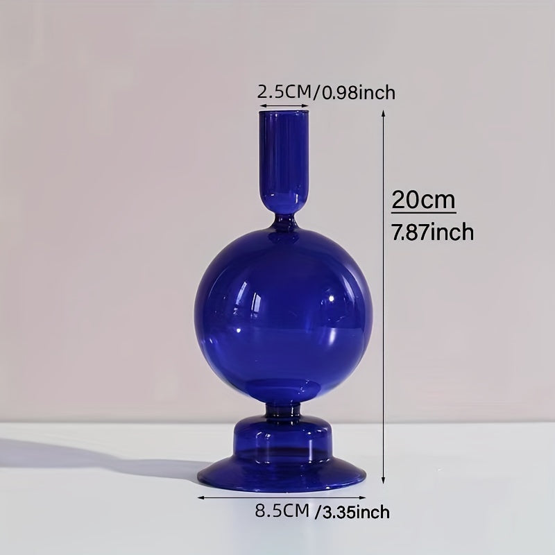 1pc Set di Candelieri in Vetro Creativi e Minimalisti - Vaso in Vetro Laccato per Decorazione da Tavolo per Soggiorno, Tavola da Pranzo e Cena Romantica