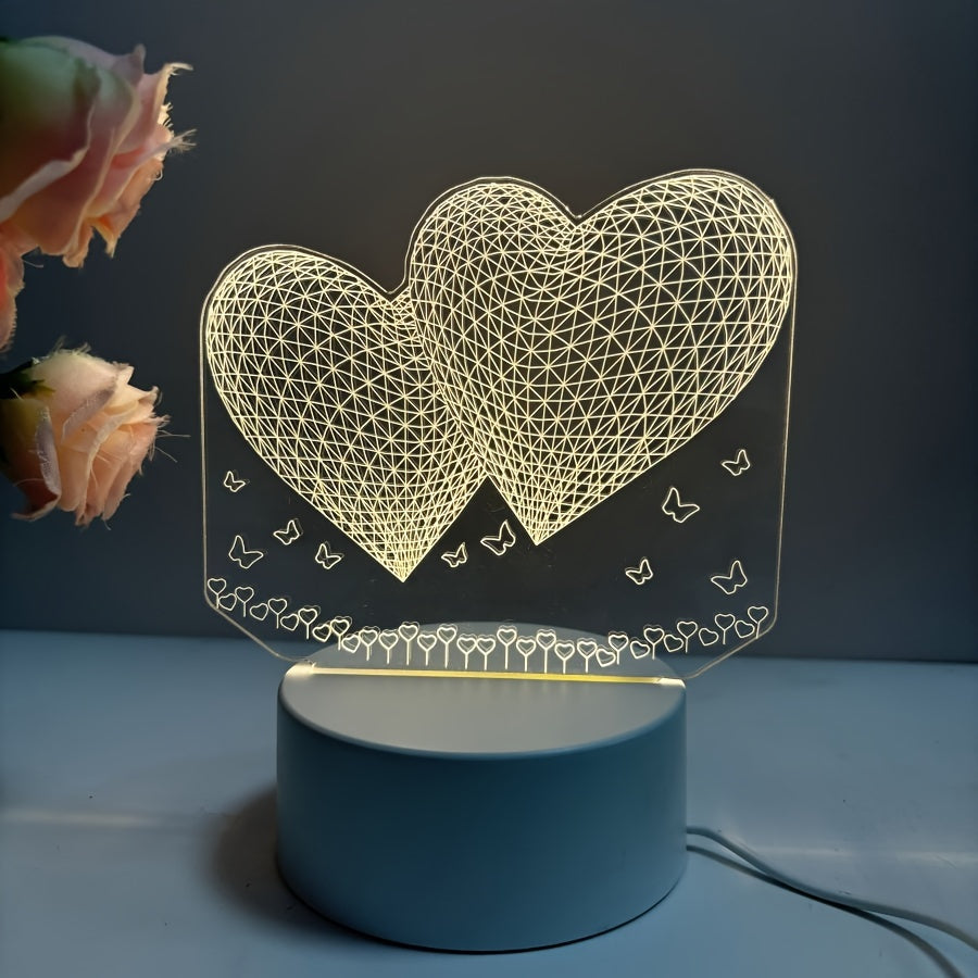 HartenLicht - Geometric USB Table Lamp with Warm Glow for Love Theme Decoration