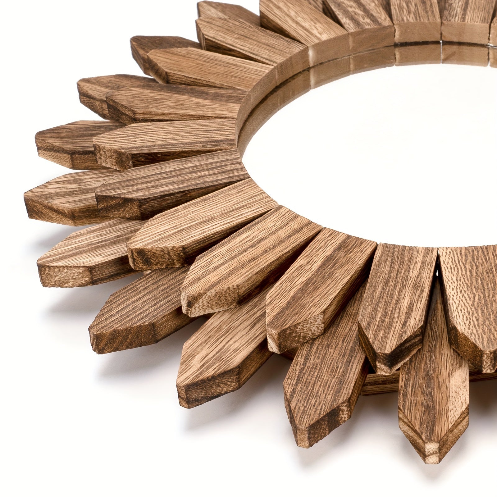 Specchio in legno con cornice a forma di fiore – Specchio decorativo da parete per soggiorno, camera da letto e bagno
