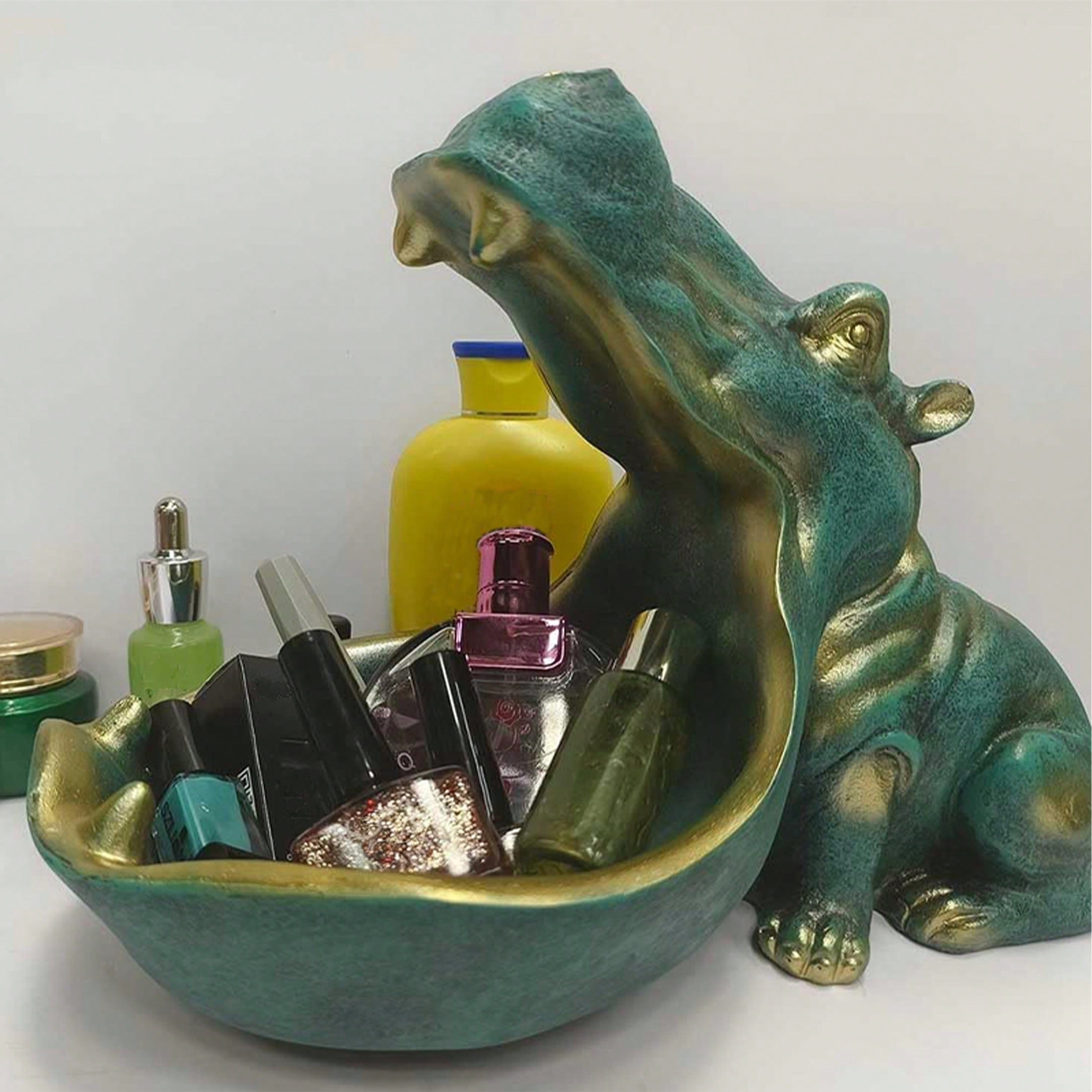 HippoServe - Hippopotamus Figurine with Candy Dish & Key Bowl