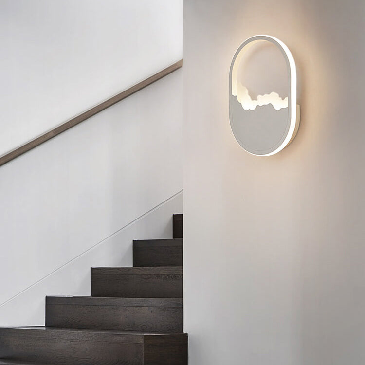 Lâmpada de parede oval LED minimalista moderna com ondulação refinada