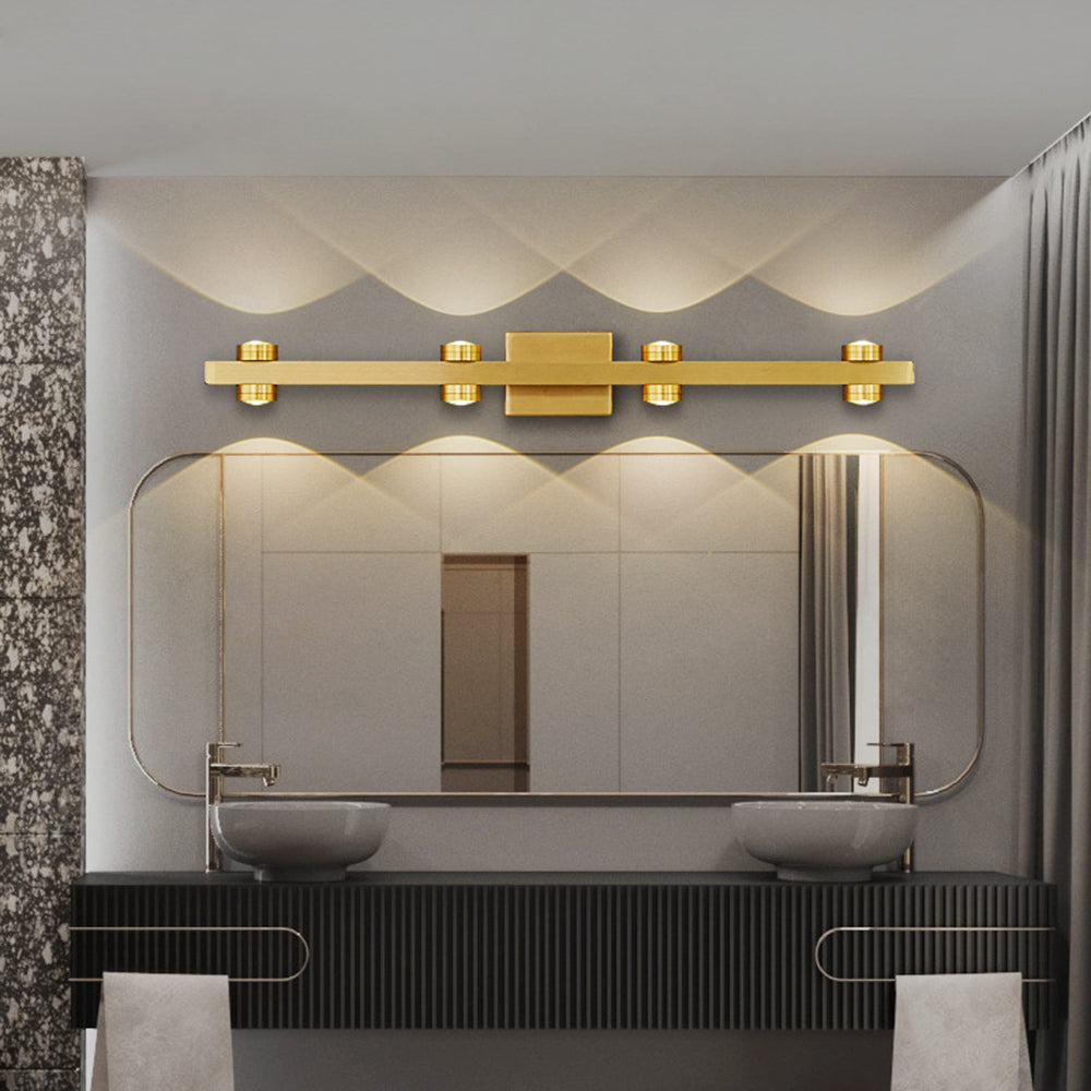 Freja - Lampada da parete LED moderna, nero/oro, bagno, metallo