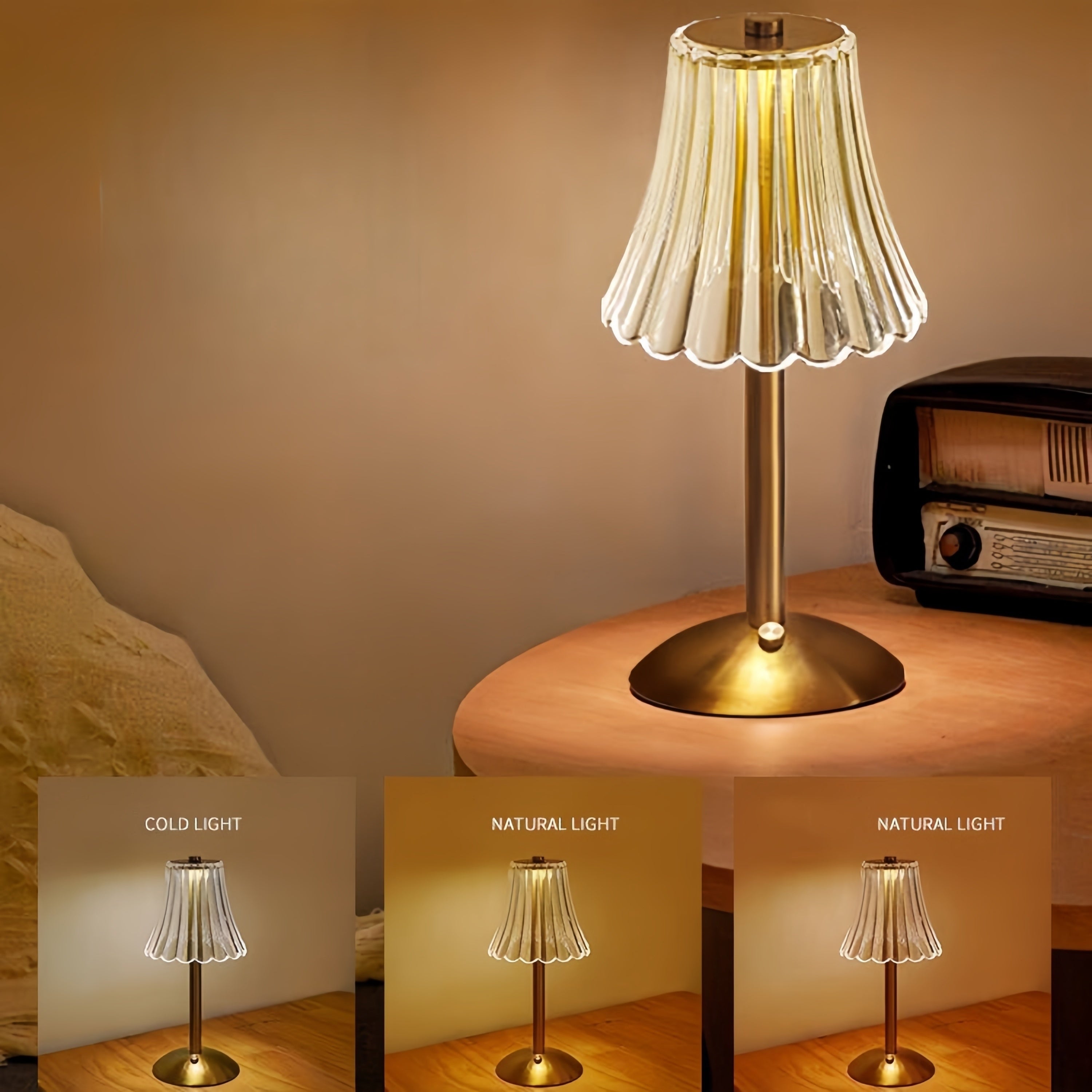 LumiGlow - Lampada da tavolo LED ricaricabile USB con controllo touch