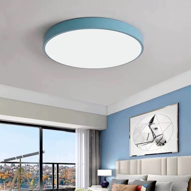 Candeeiro de Teto Redondo LED Elysia Moderne Rosa Cinzento Metal Sala de Estar