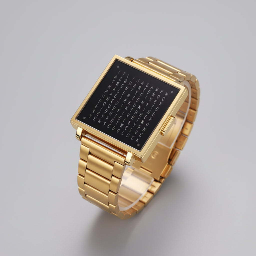 Relógio Unissexo Uniek com Mostrador de Texto Iluminação LED Design Moderno