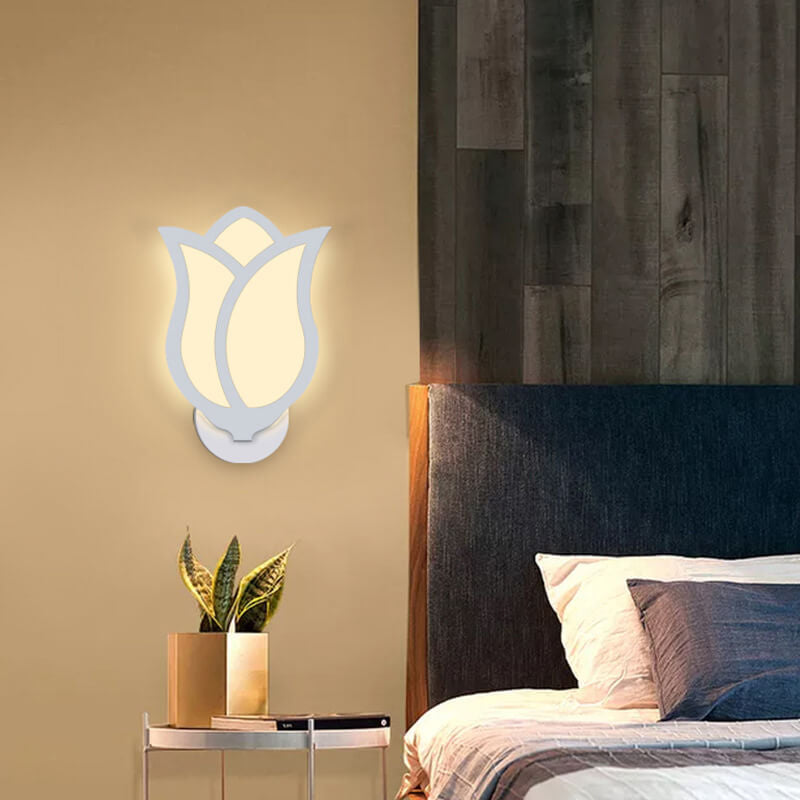 Candeeiro de parede LED moderno, minimalista e criativo com desenho de rosa