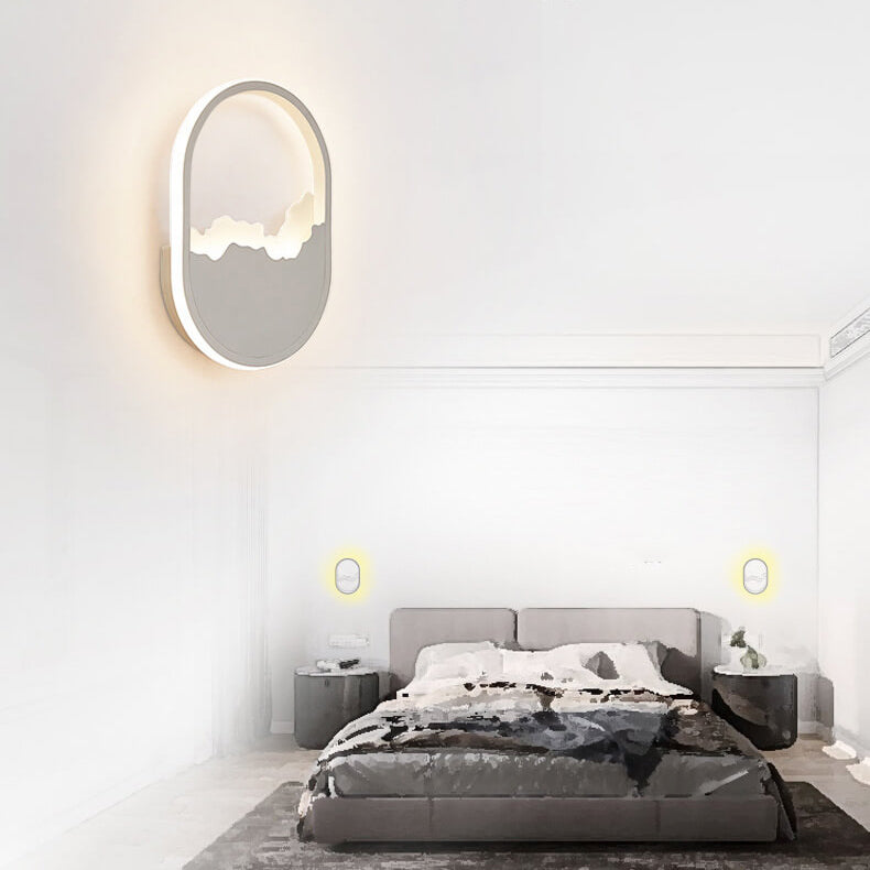 Lâmpada de parede oval LED minimalista moderna com ondulação refinada