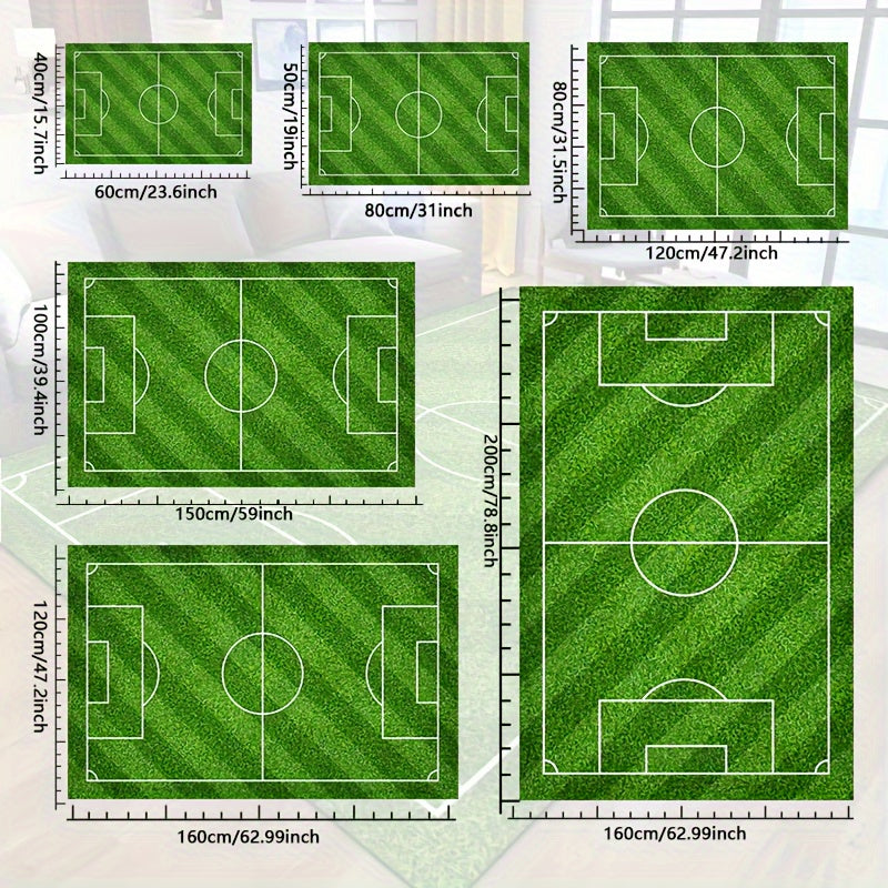Alfombra de patrón de campo de fútbol - Alfombrilla antideslizante lavable para salón, dormitorio, jardín o sala de juegos
