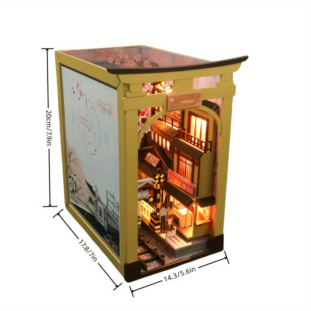 CherryBlossom - 3D Wooden Bookend Kit - Creative Japanese Architecture DIY