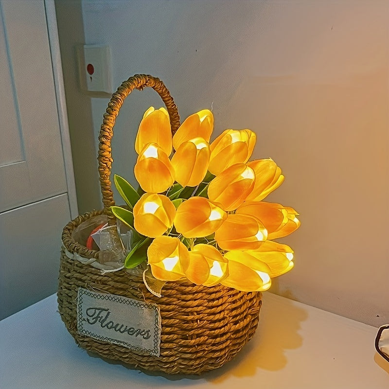 LumiBloom - 10 Pieces Tulip LED Lamps, Handmade Bouquet Table Lamps, Perfect