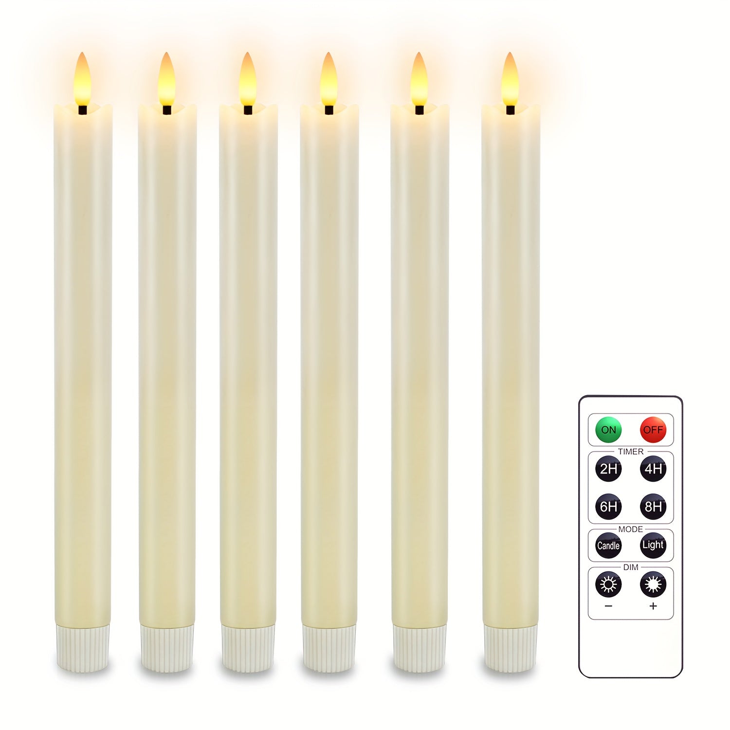 6x Candele a Cera Senza Fiamma a Forma di Cono - Con Telecomando, Candele LED Color Avorio per Decorazioni da Tavolo e Matrimonio