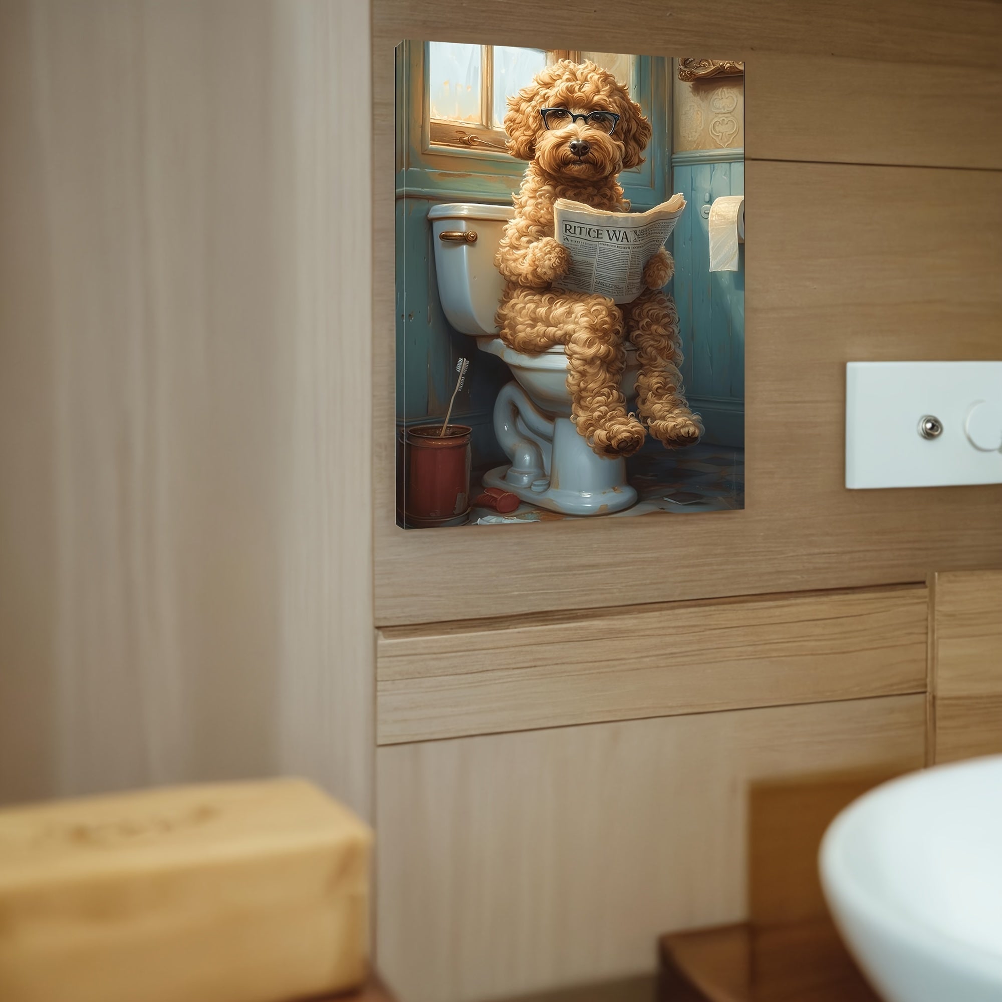 Tela Goldendoodle per Bagno - Decorazione Murale Umoristica