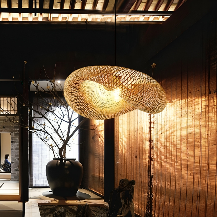 Candeeiro suspenso de rattan design