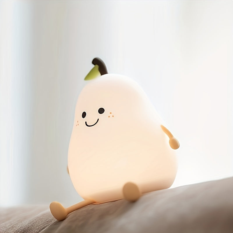 PearGlow - USB Rechargeable Pear-Shaped LED Desk Lamp with Dimmable Features