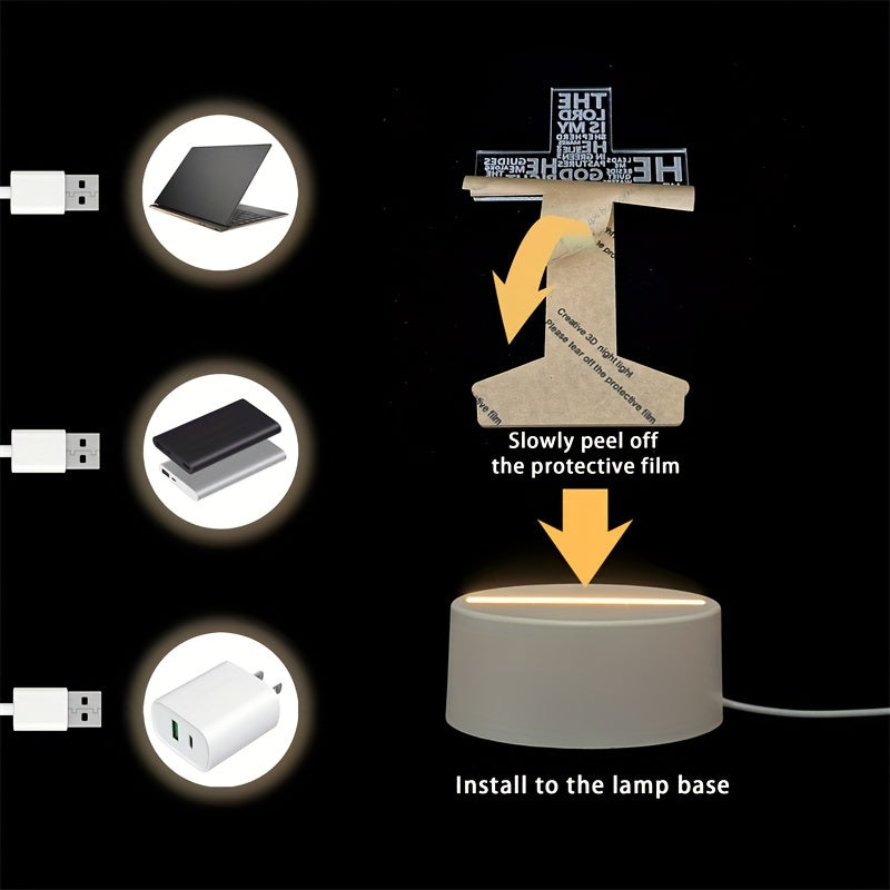 CrossLight - 3D LED Night Light Acrylic USB-Powered