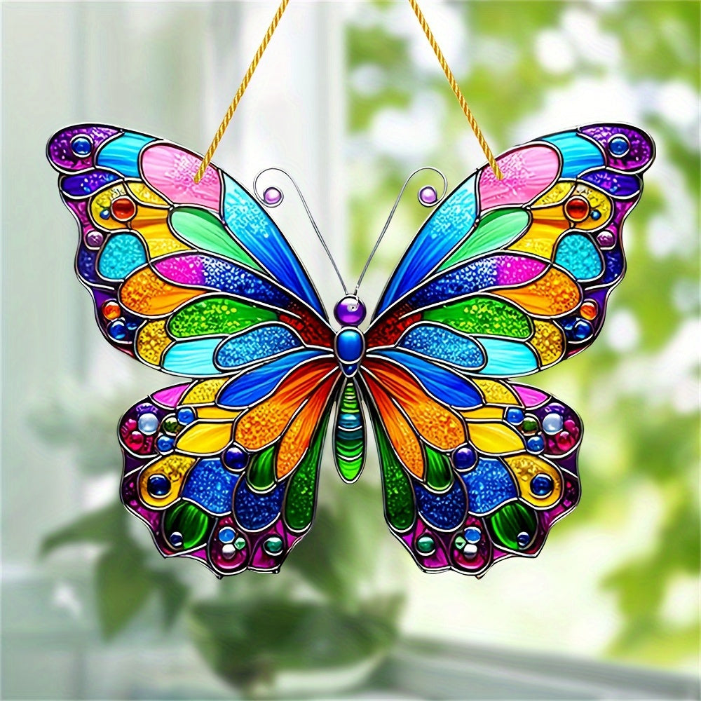 StainedWing - Colorful Stained Glass Butterfly Wall Hanging