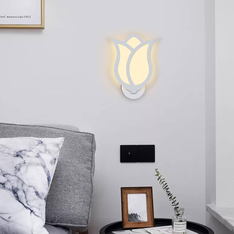 Candeeiro de parede LED moderno, minimalista e criativo com desenho de rosa