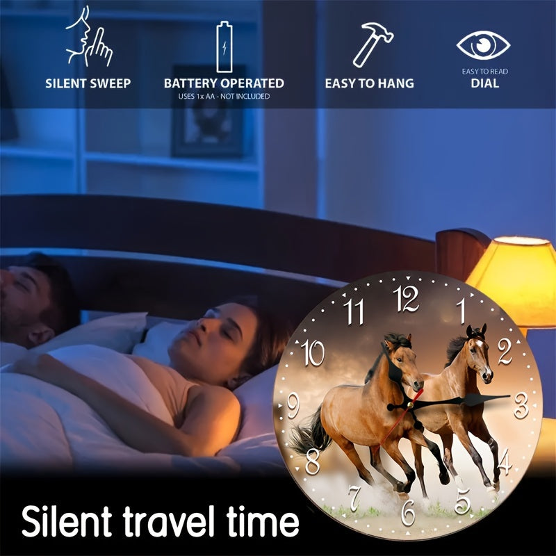 GallopTime - Stille Wandklok met Rennend Paard Design