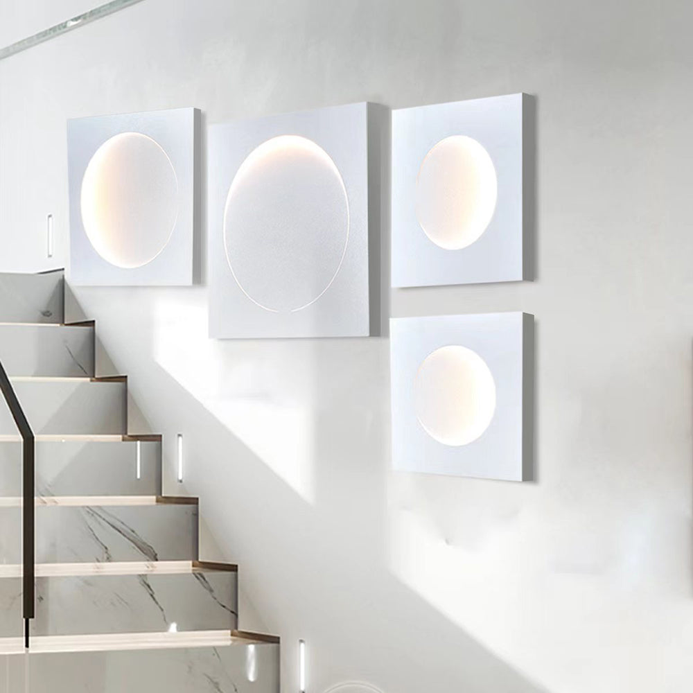 Elif - Lámpara de pared LED moderna cuadrada luna interior, blanca, metal