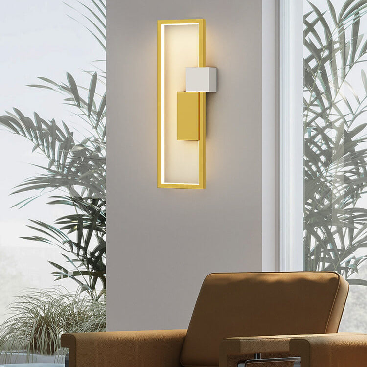 Lámpara de pared LED cuadrada minimalista con marco de hierro y silicona