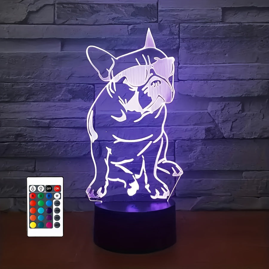 DecoBulldog - Lampada Notturna 3D Bulldog Francese con 16 Colori
