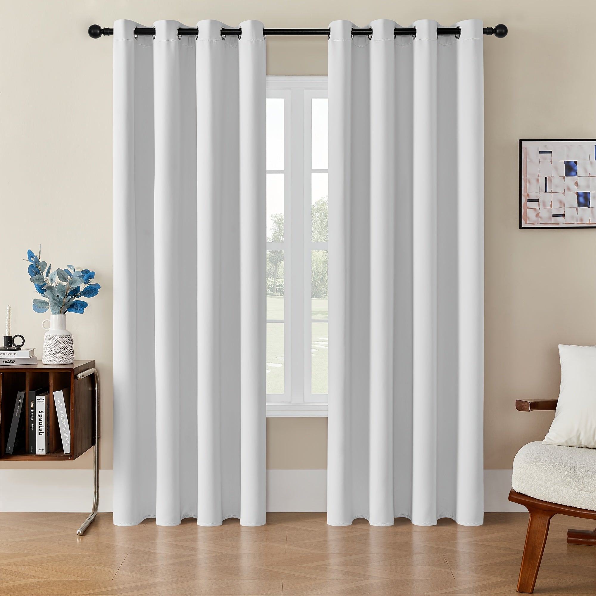 Verduisterende Gordijnen - 2 Stuks Moderne Polyester Gordijnen met Thermische Isolatie en Oogjes