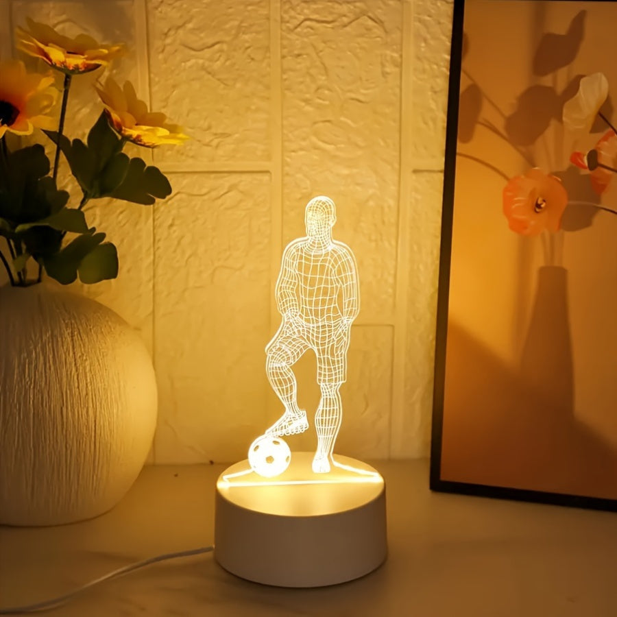 SportGlow - 3D Football Player Illusion LED Table Lamp with Acrylic Shade