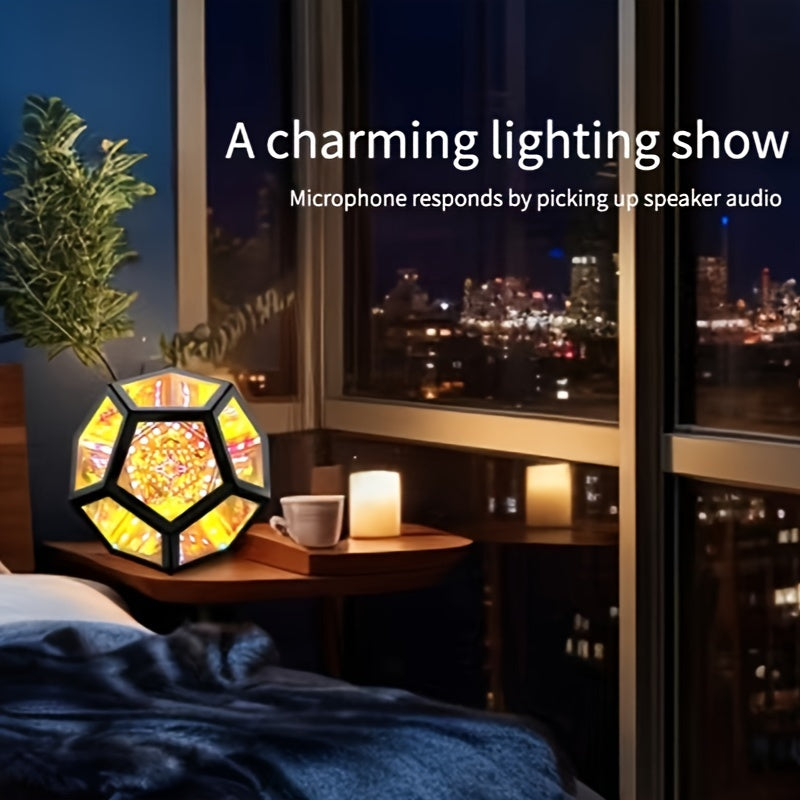 InfinityGlow - Magical Colorful Dodecahedron Lamp with 3D Infinite Mirror and RGB Lighting