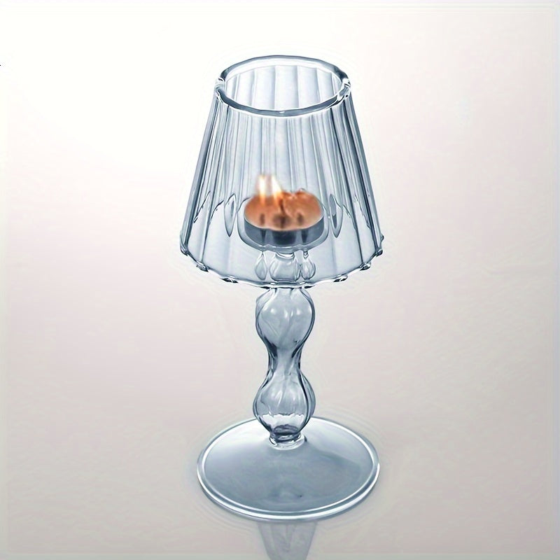 CrystalGlow - Lampada da tavolo decorativa in vetro e portacandele