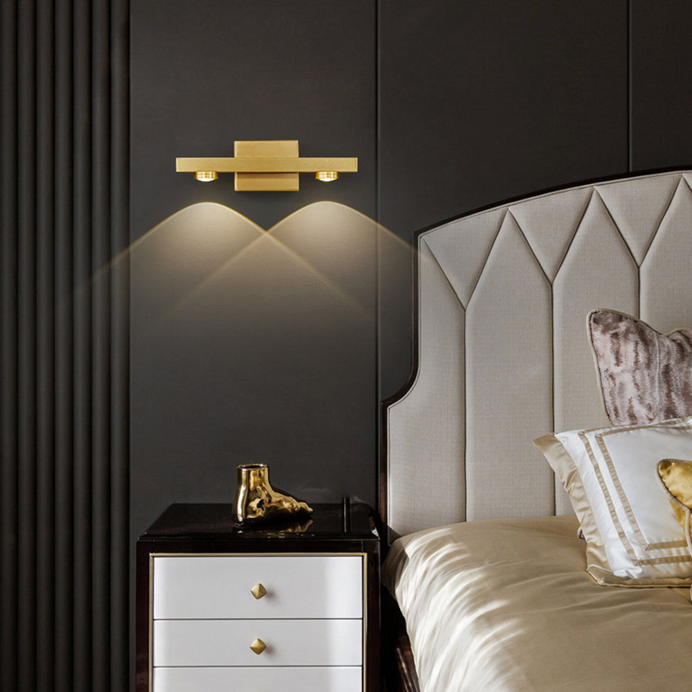 Freja - Lampada da parete LED moderna, nero/oro, bagno, metallo