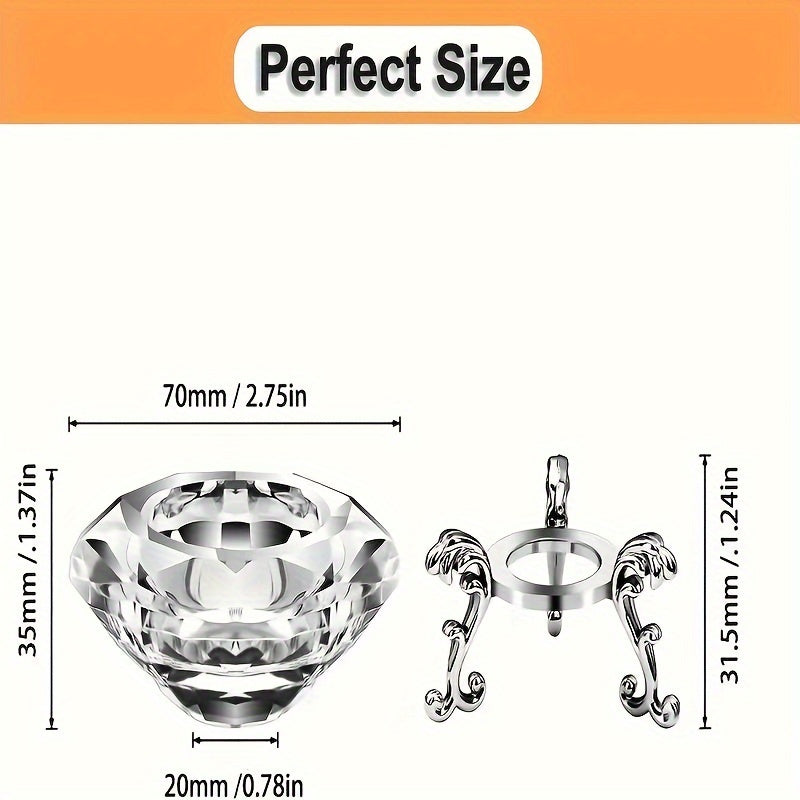 set di 2 candelabri in cristallo trasparente - stile europeo, candelabro romantico a forma di diamante con supporto triangolare in metallo