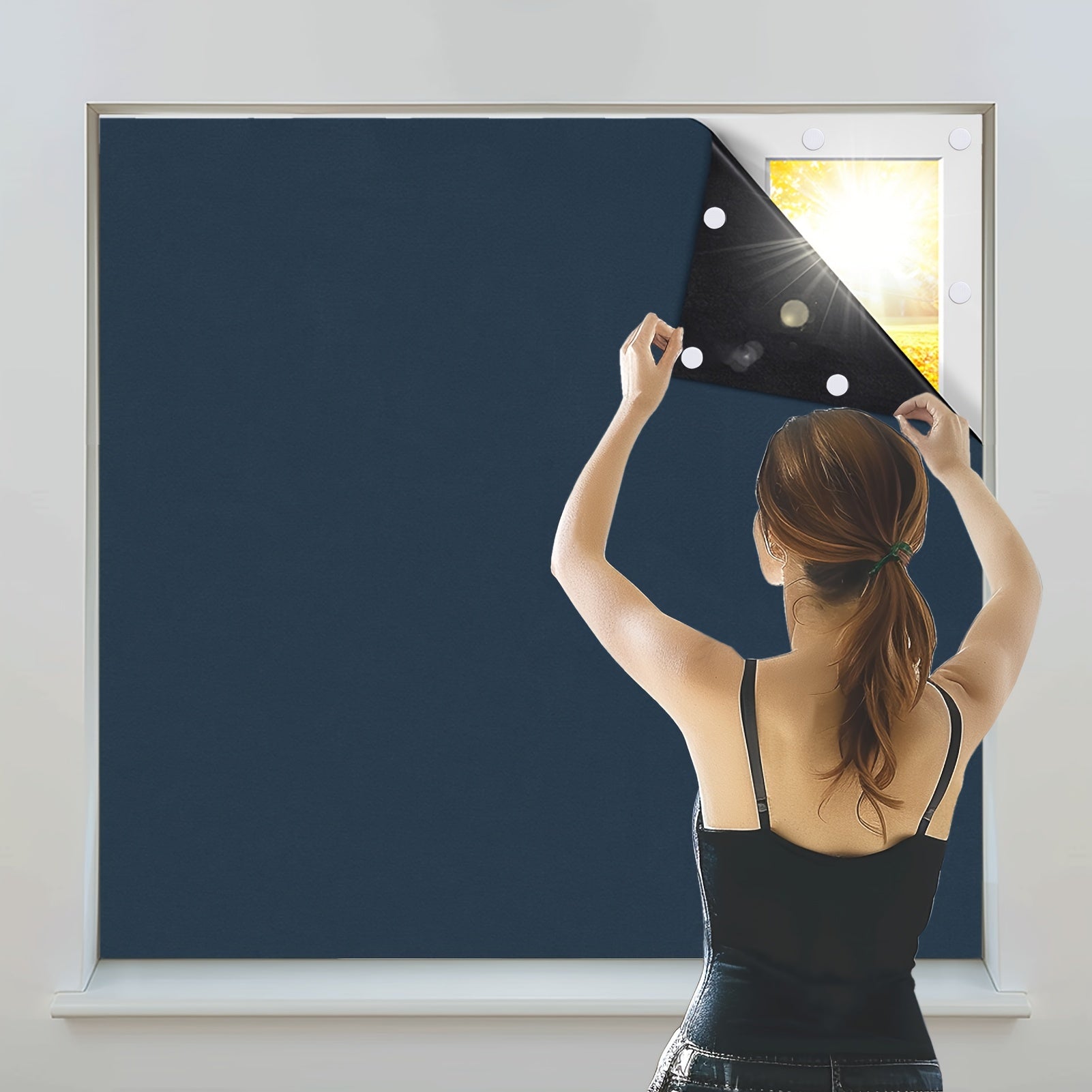 1 Pieza Cortinas Opacas - Persianas Opacas Portátiles, Cubierta de Ventanas para Sala y Dormitorio