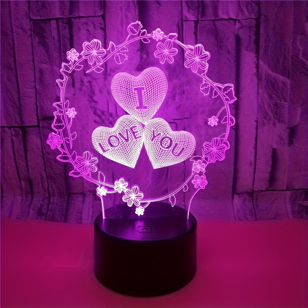 IllusieLicht - Candeeiro Noturno 3D Coração de Amor