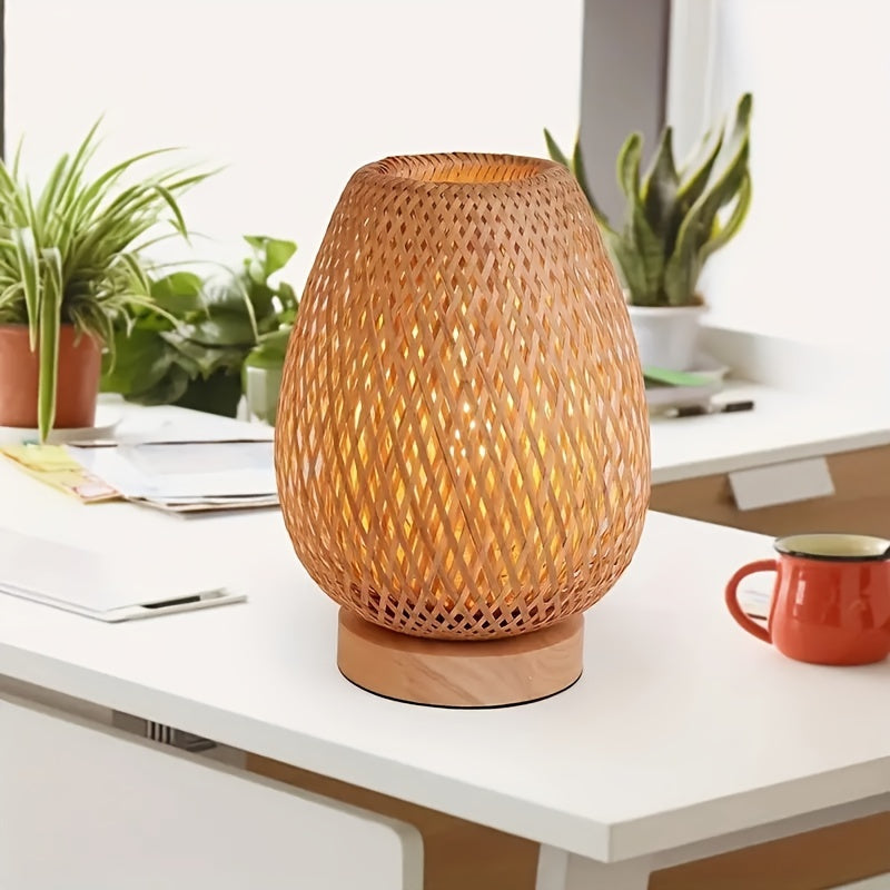 BamboeLicht - Lampada da tavolo LED fatta a mano con connessione USB