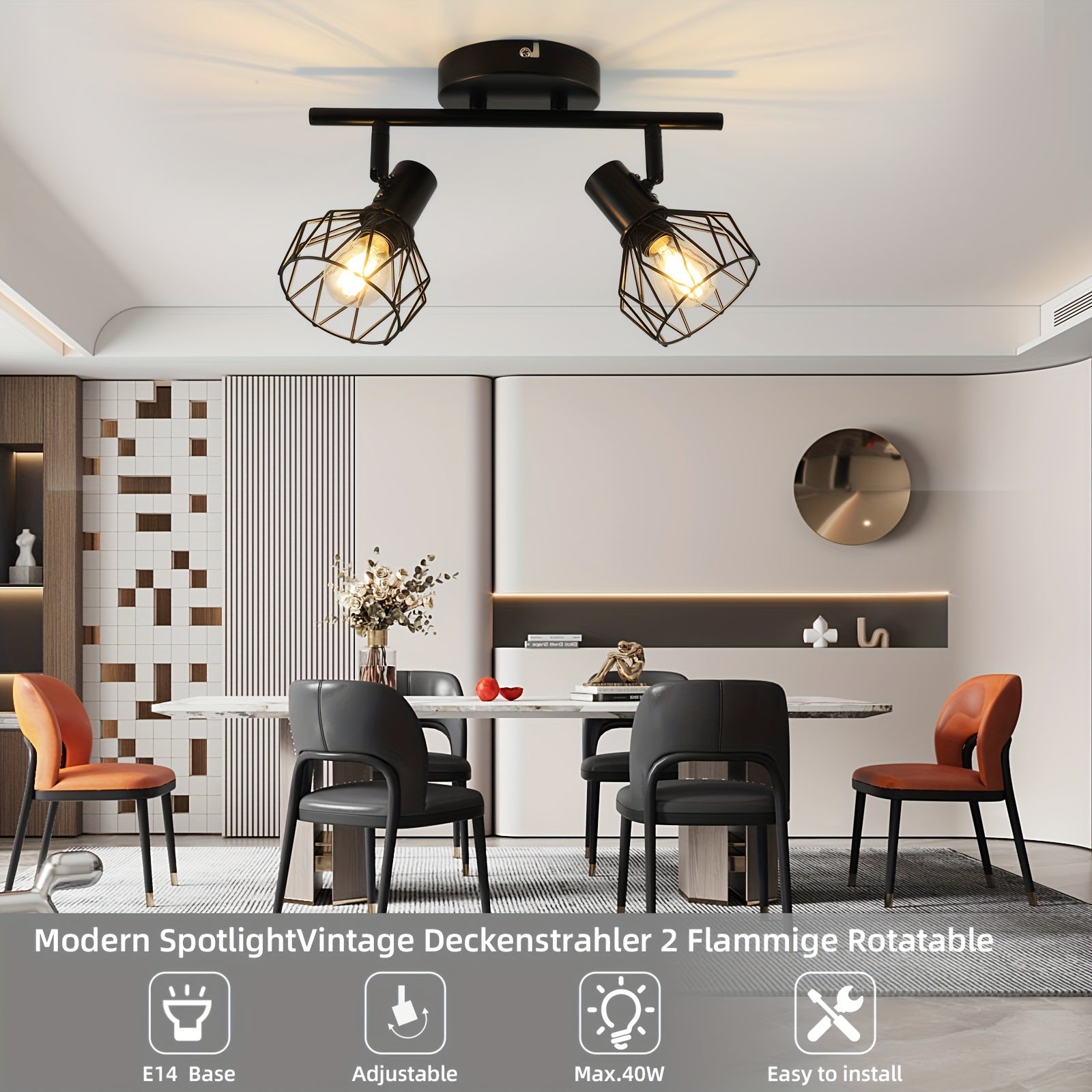 SpotFlex - Swiveling LED Ceiling Spot with 2 E14 Bulbs Black