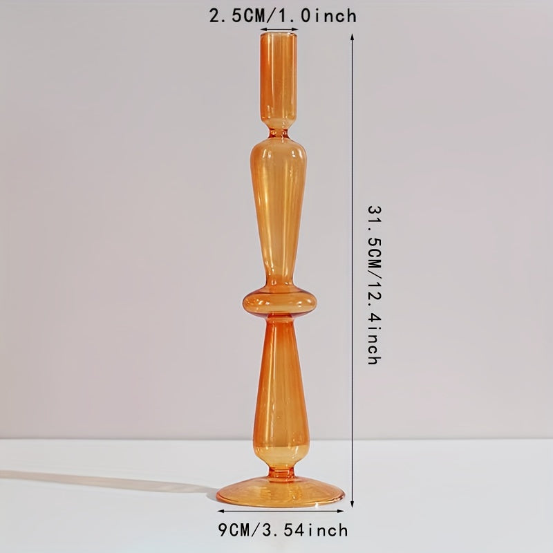 1pc Set di Candelieri in Vetro Creativi e Minimalisti - Vaso in Vetro Laccato per Decorazione da Tavolo per Soggiorno, Tavola da Pranzo e Cena Romantica
